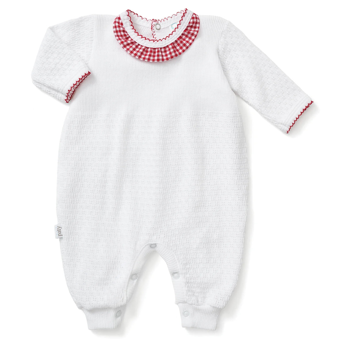Paty Knit Romper with Gingham Collar - Nov (anytime in Nov) TAT