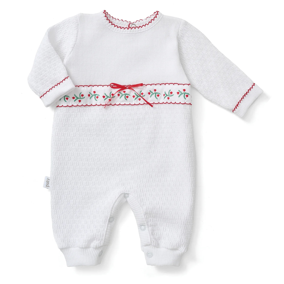 Paty Knit Romper with Swiss Pine Christmas Embroidery - Nov (anytime in Nov) TAT