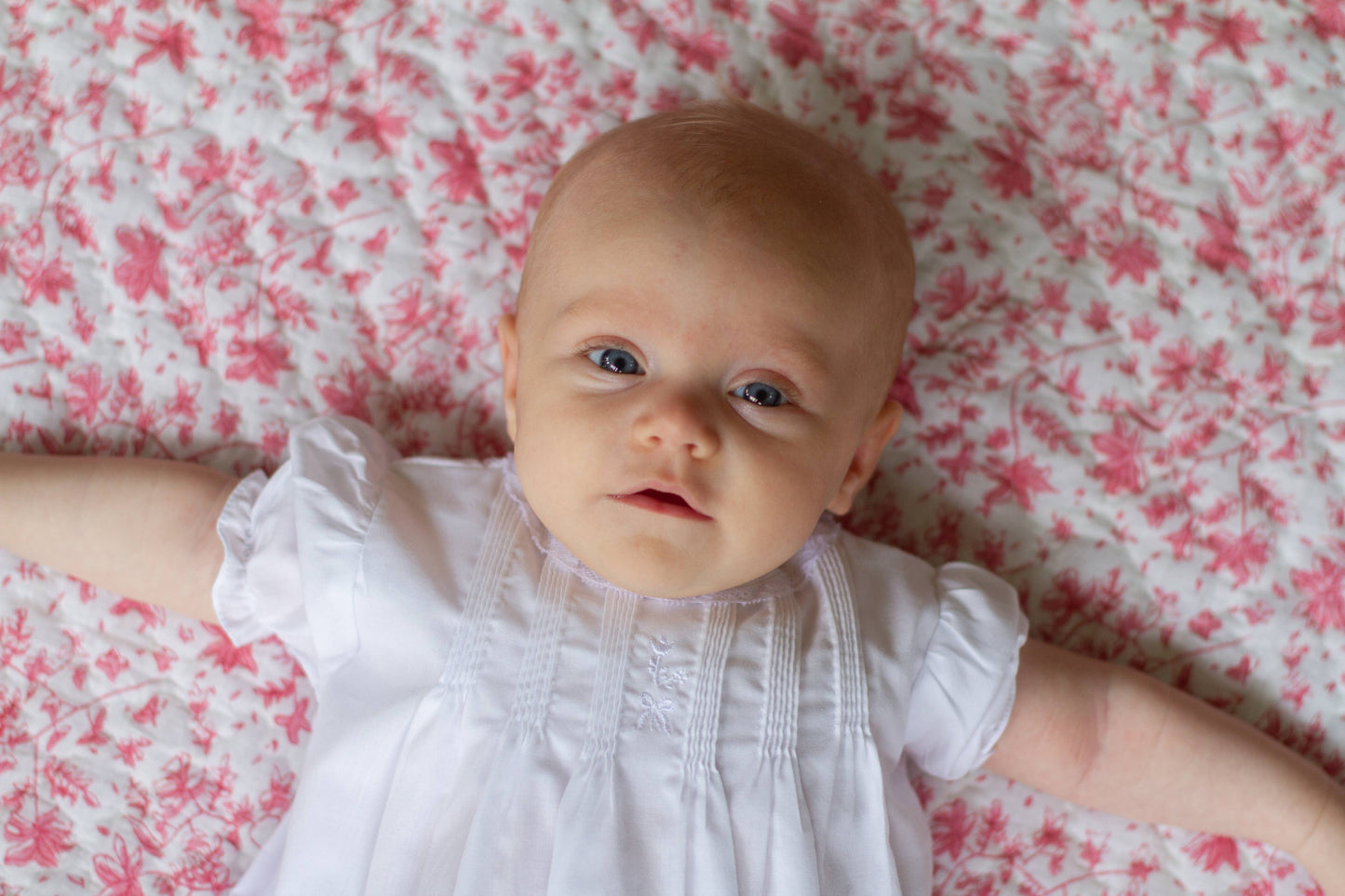 Reversible Baby Blanket in Whimsy Floral/Stripe- Dusty Rose