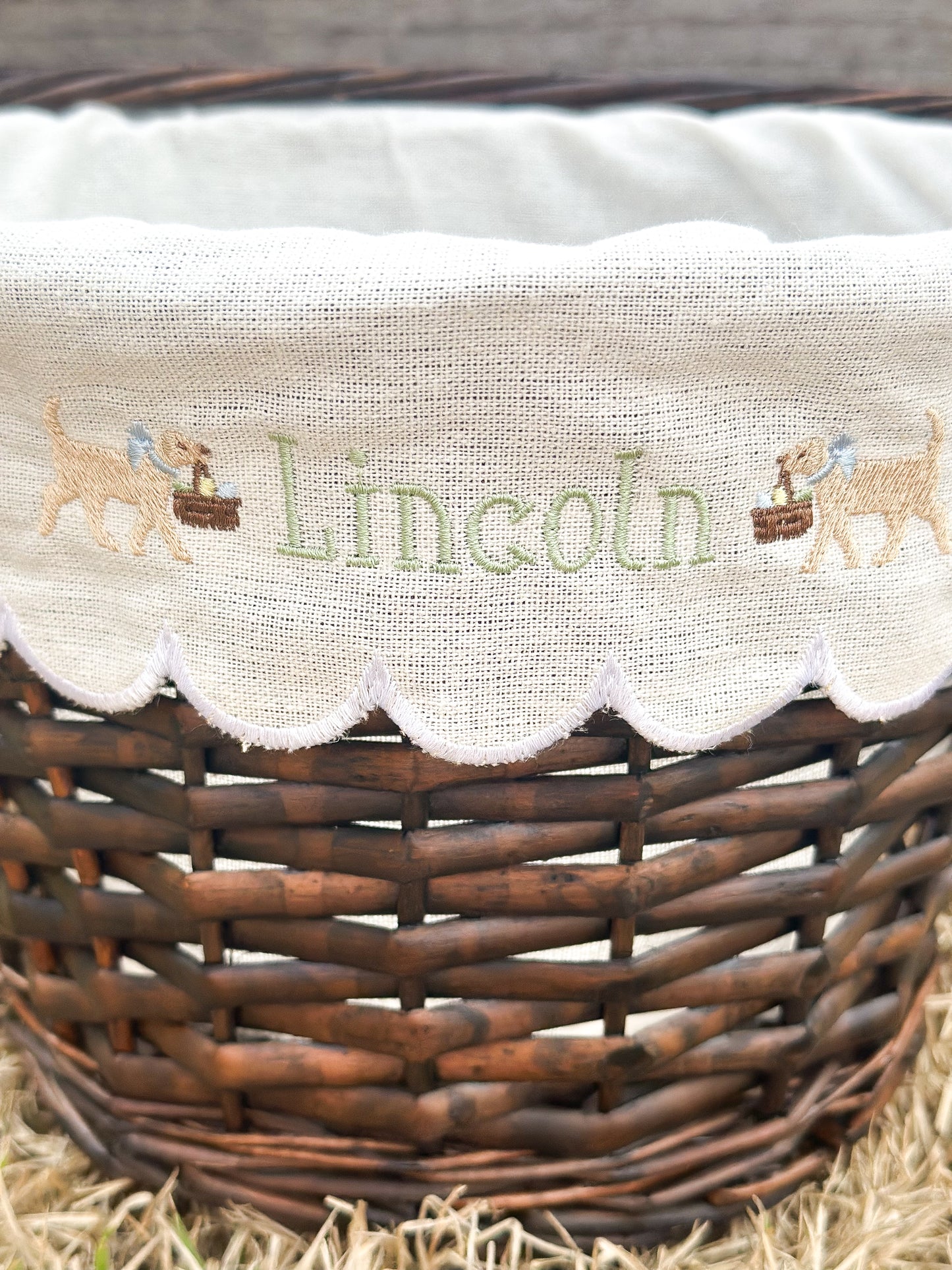 Easter Basket w/ Embroidered Liner