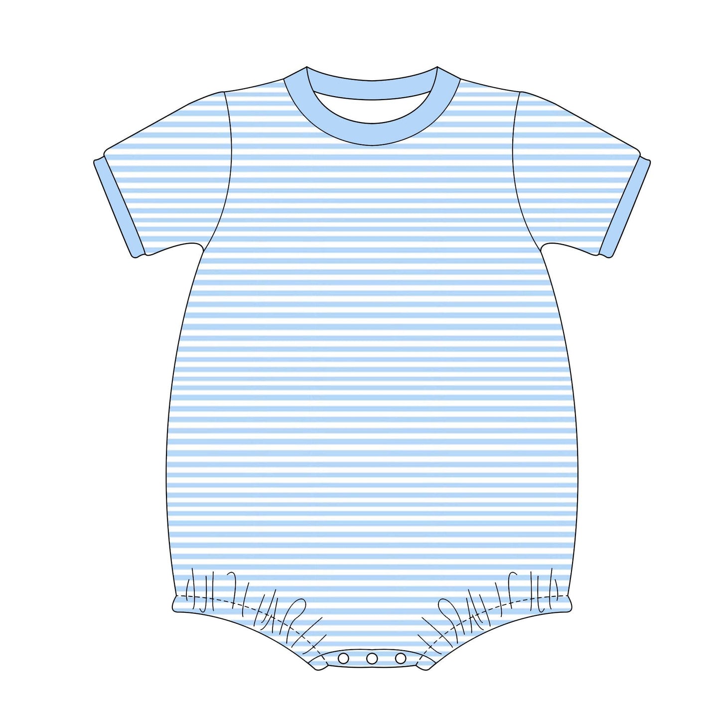 Short Sleeve Blue Stripe Cotton T-Shirt Bubble