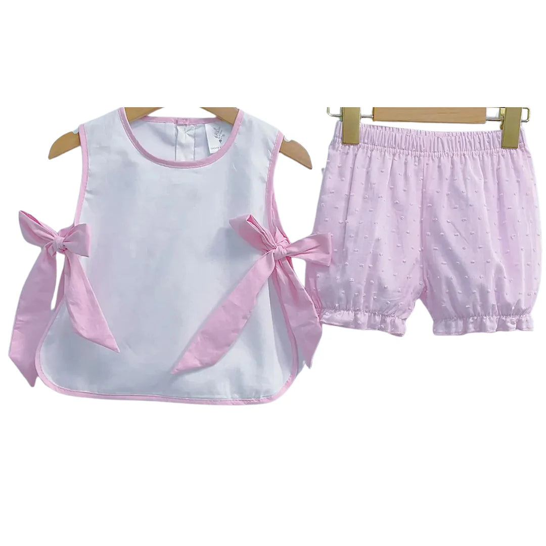 Pink Swiss Dot Apron Set
