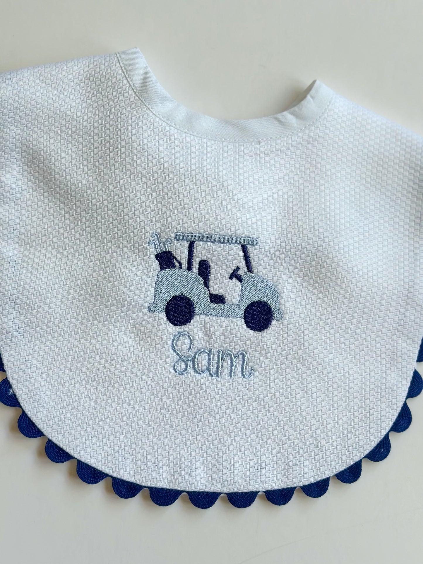 White Cotton Pique Baby Bib