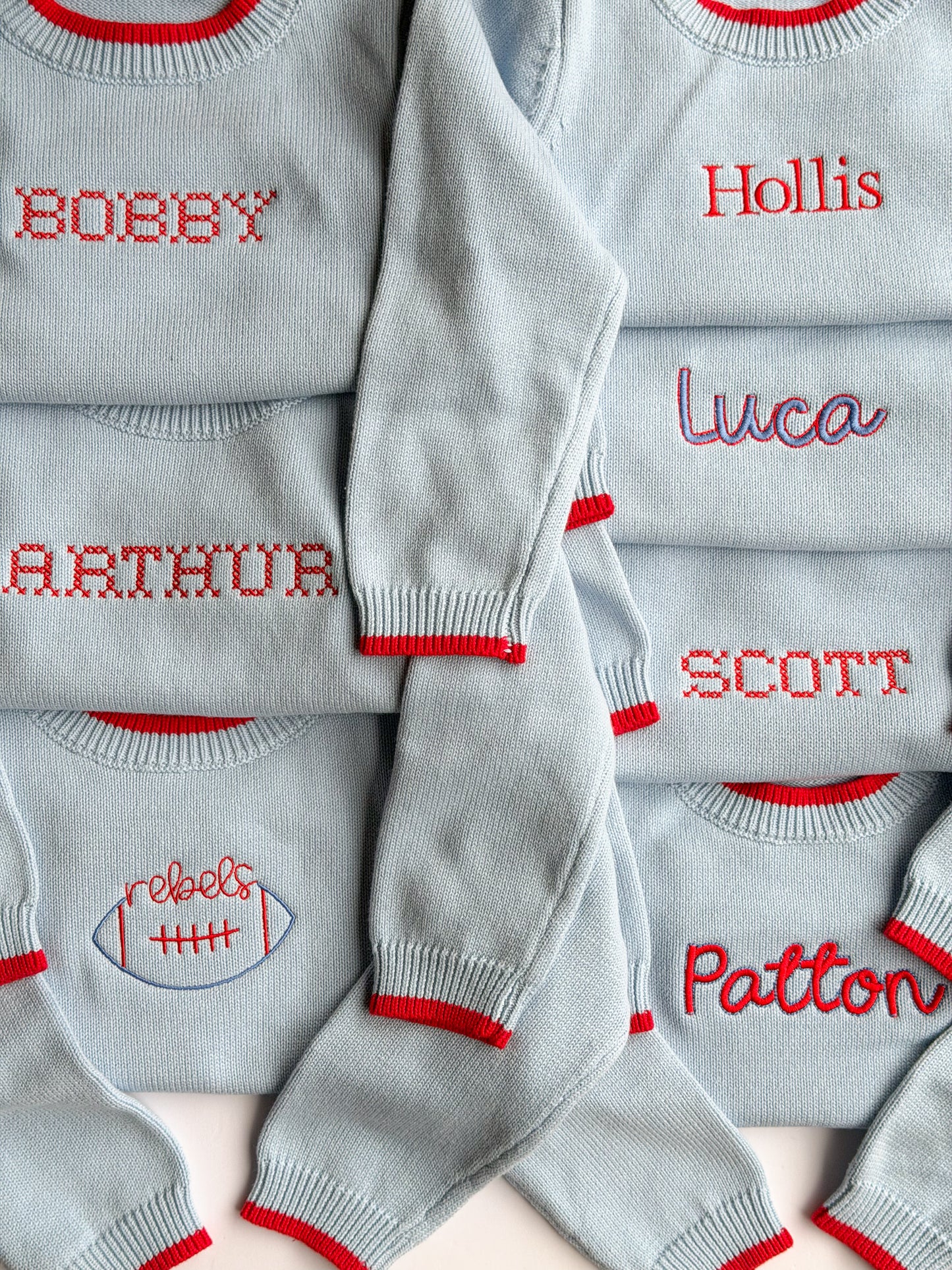 Blue, Red Color Lined Sweaters - Dec TAT