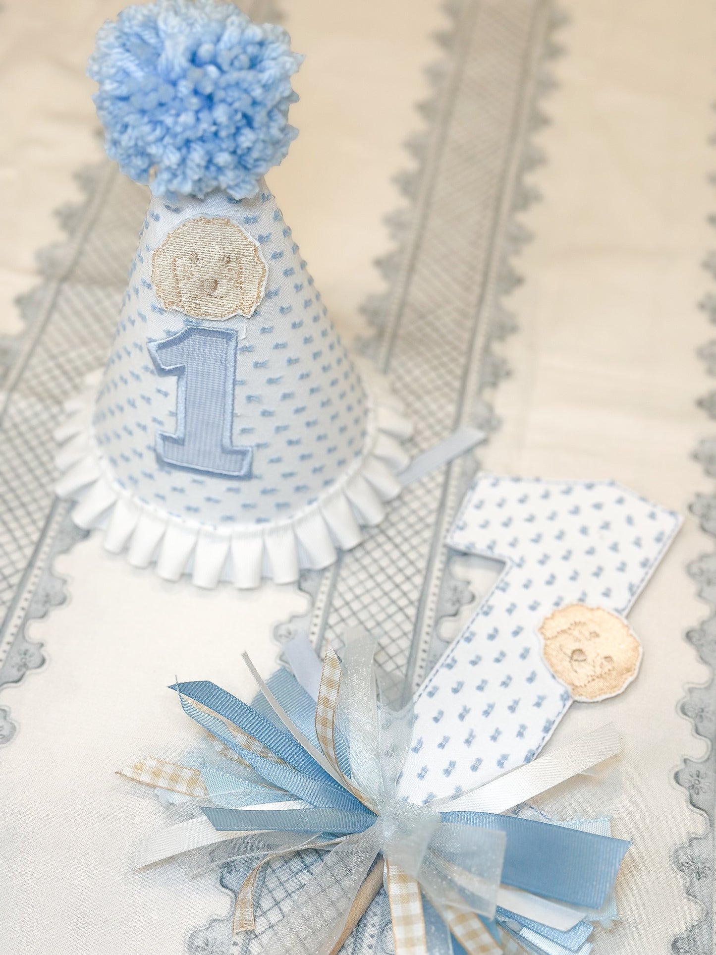 Blue Swiss Dot Party Hat