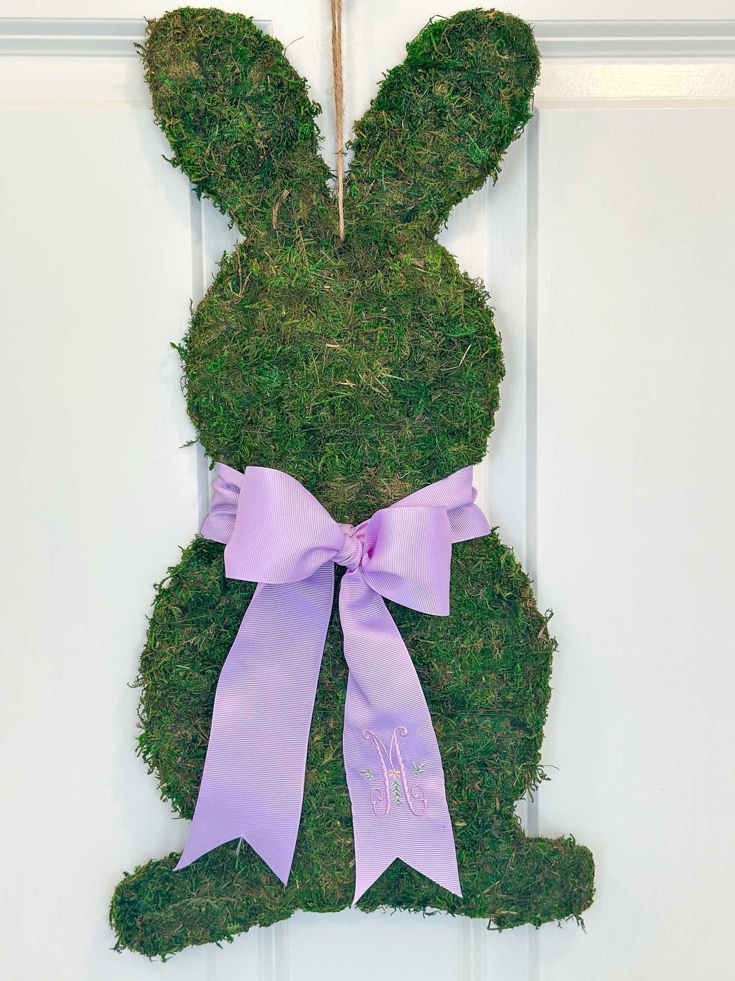 Moss Bunny with Grosgrain Embroidered Ribbon
