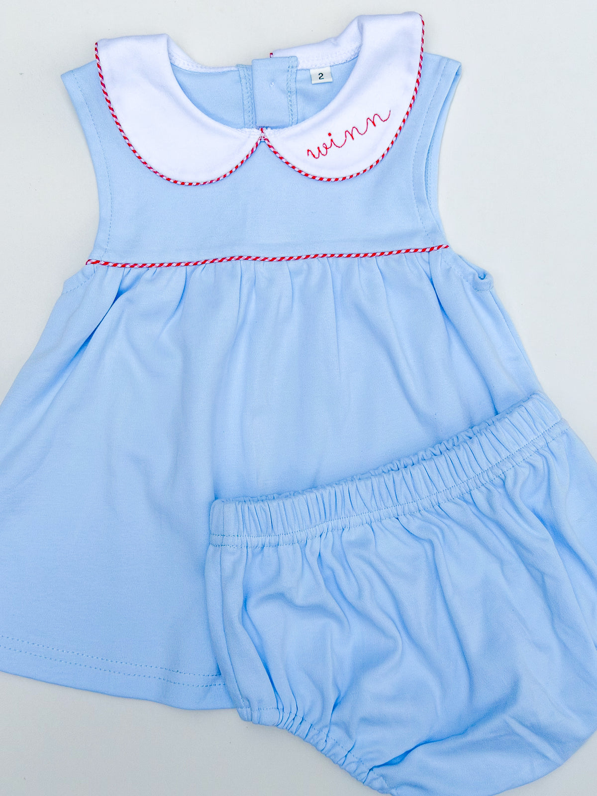 LHC Blue with Red Trim Knit Diaper Set