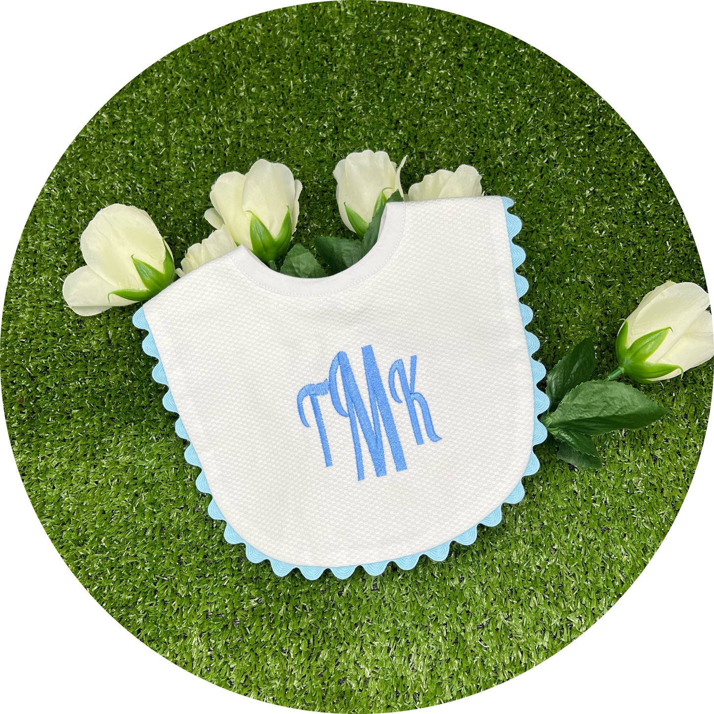 White Cotton Pique Baby Bib