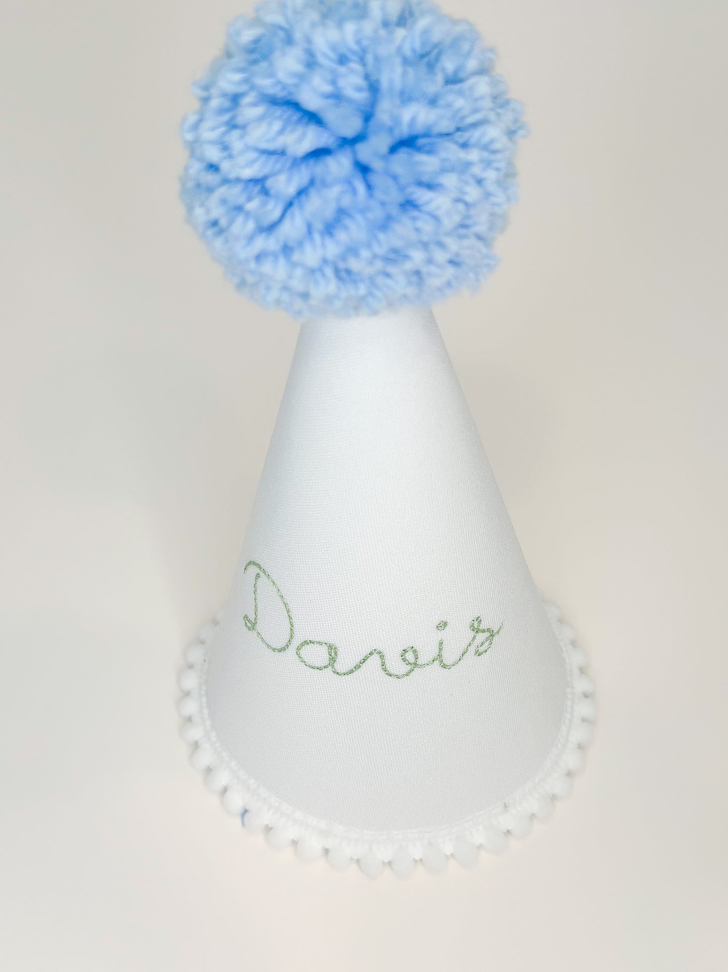 White Party Hat with Name Stitched