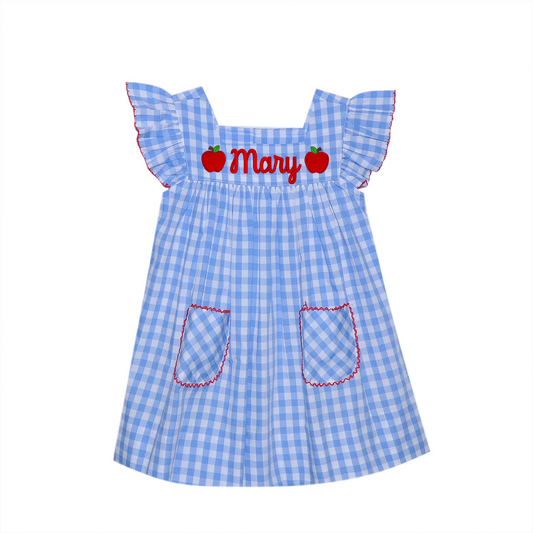 Blue and Red Flutter Sleeve Dress