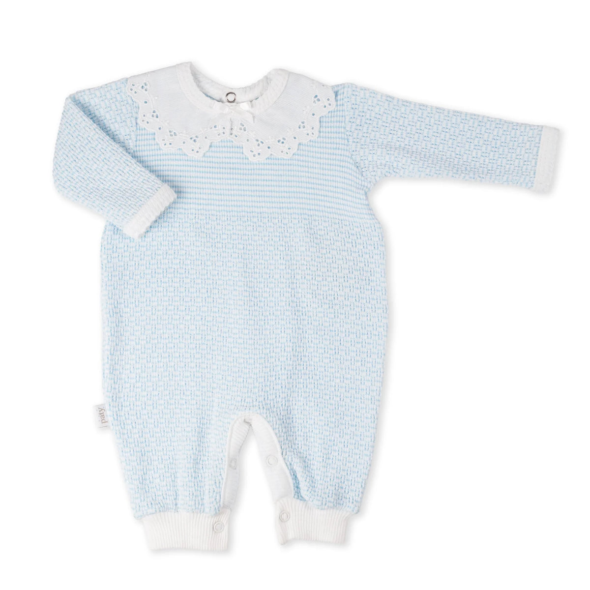 Paty Solid Colored Romper with Peter Pan Eyelet Trim Collar - Nov (anytime in Nov) TAT