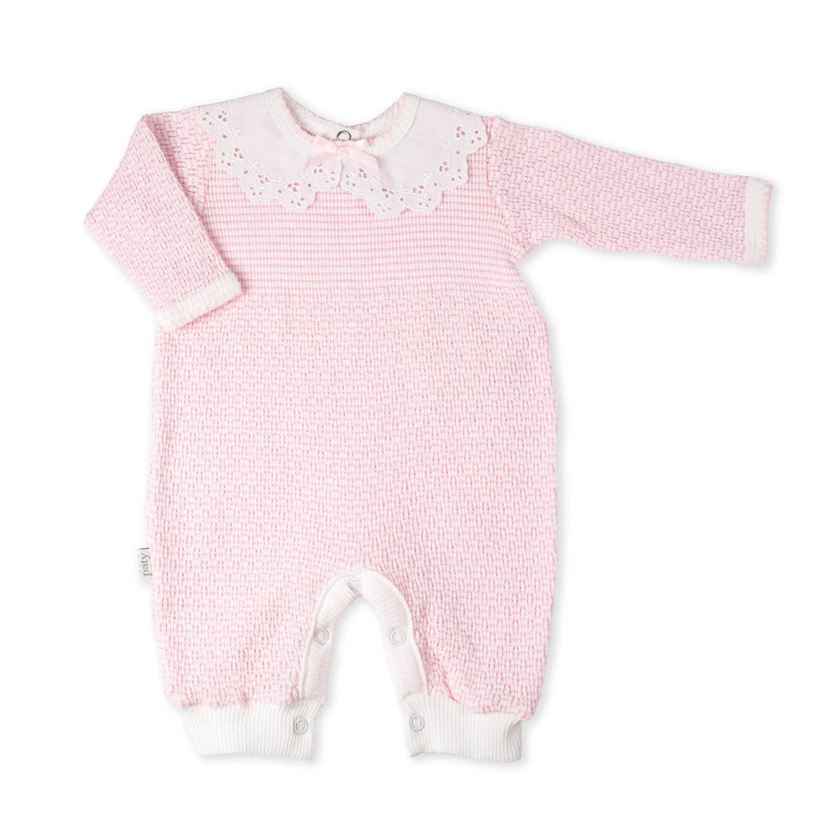 Paty Solid Colored Romper with Peter Pan Eyelet Trim Collar - Nov (anytime in Nov) TAT