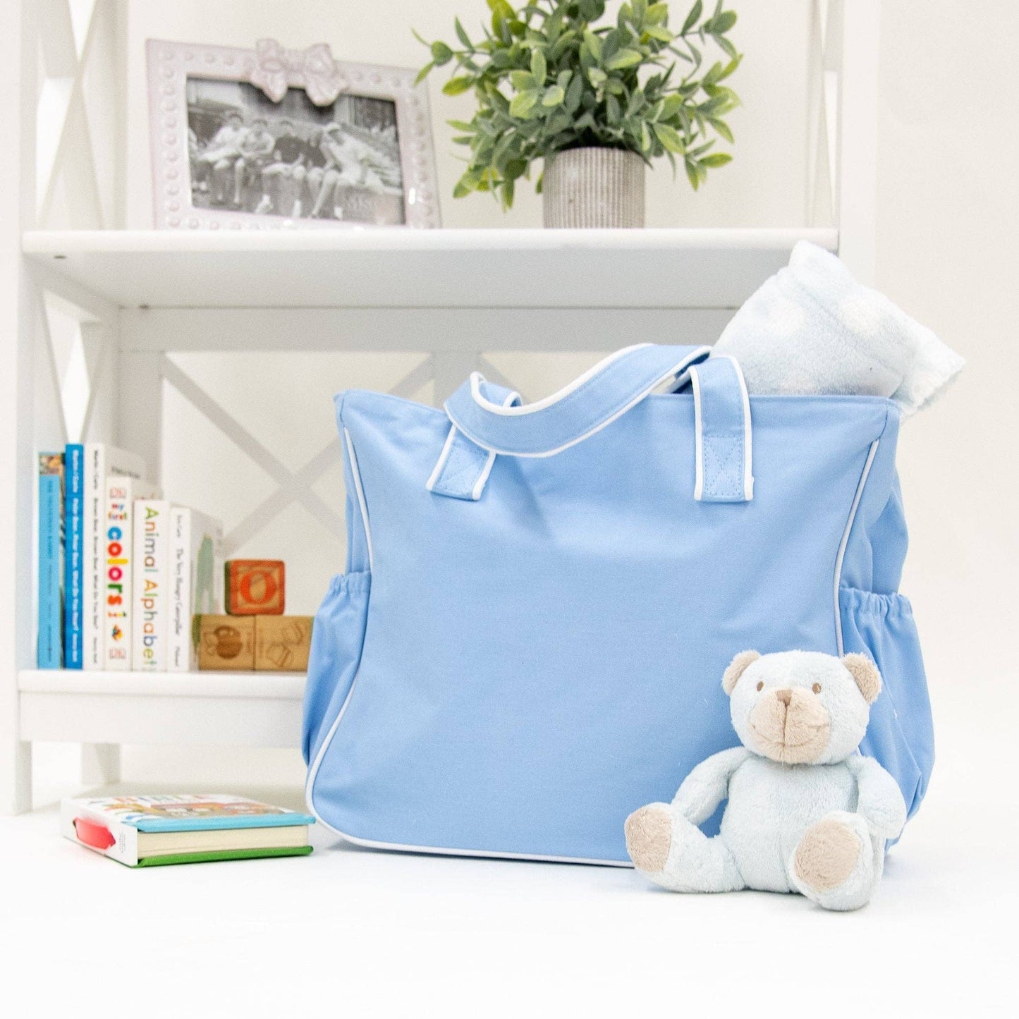 Blue Piping Diaper Bag