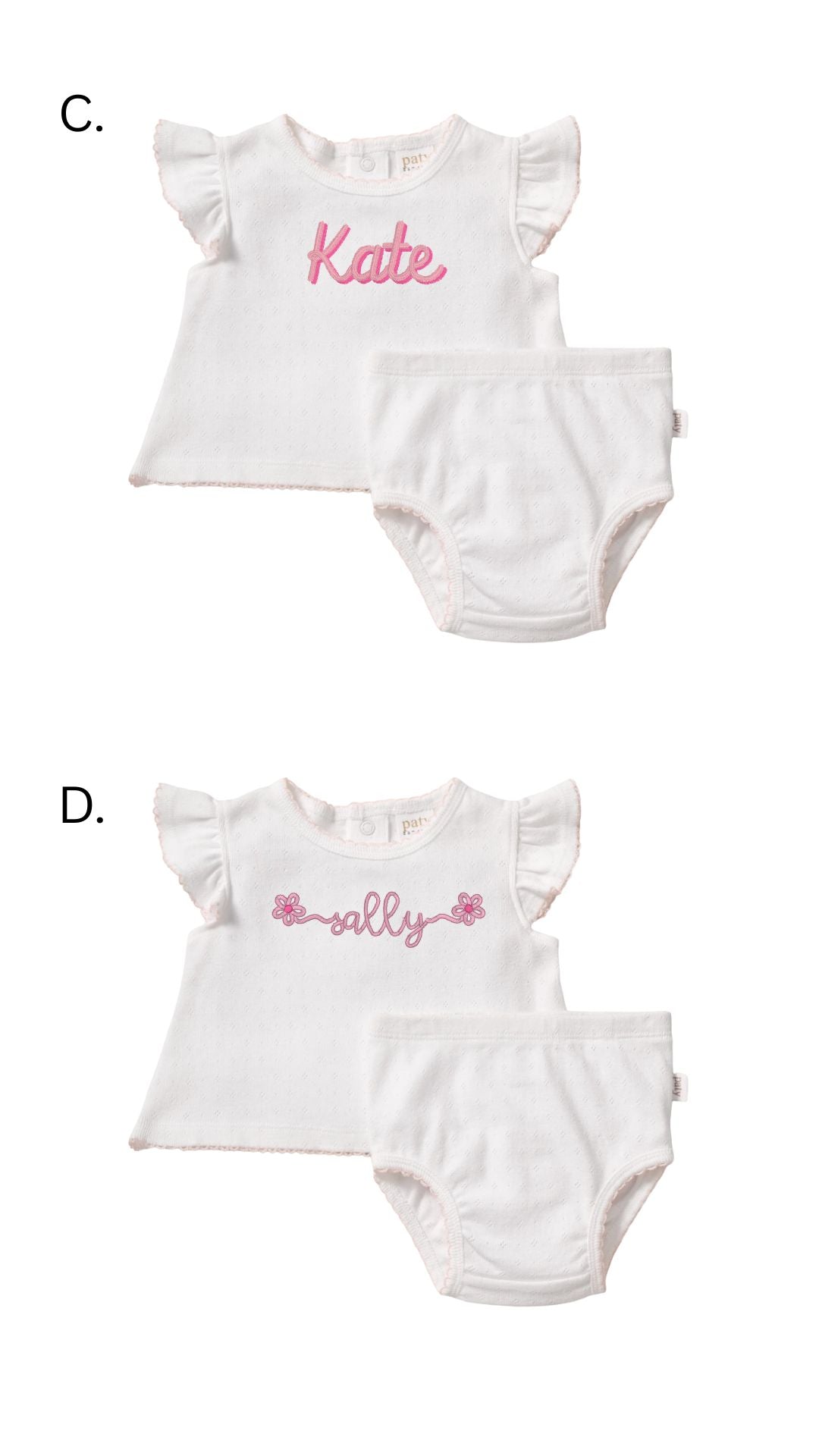 Paty Organic Cotton Pointelle Girls Diaper Set - 3 week TAT