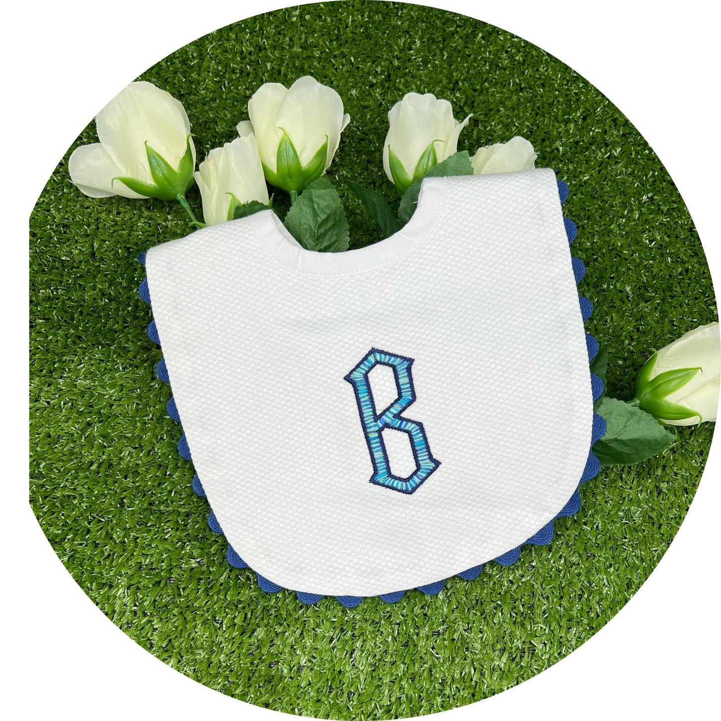 White Cotton Pique Baby Bib