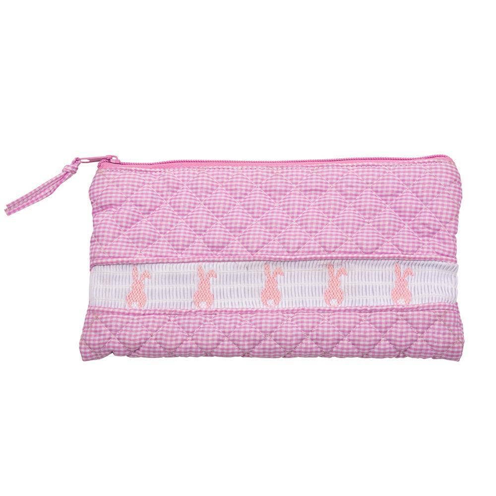 Smocked Pink Bunny Accessory Pouch