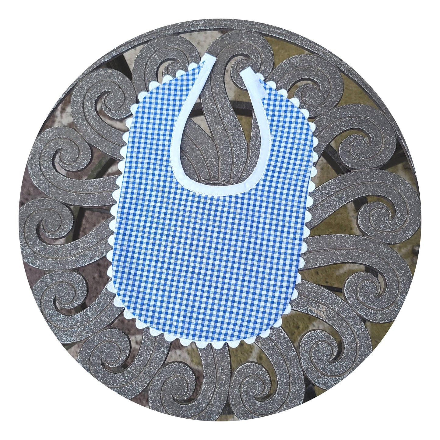 Gingham Baby Bib With Ric Rac