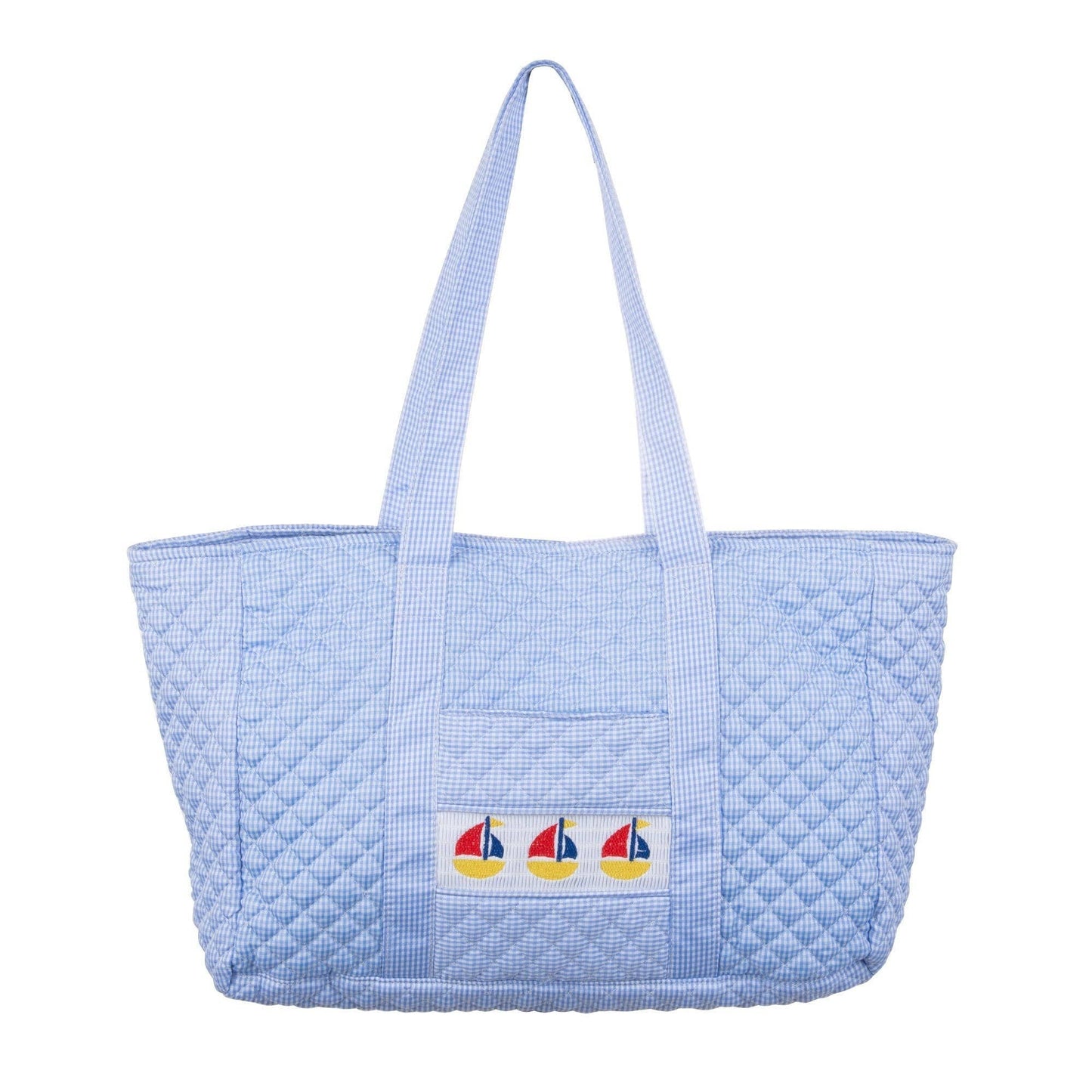 Smocked Blue Sailboat Tote Bag