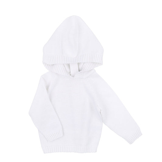 Essentials Knits White Hooded Zip Pullover