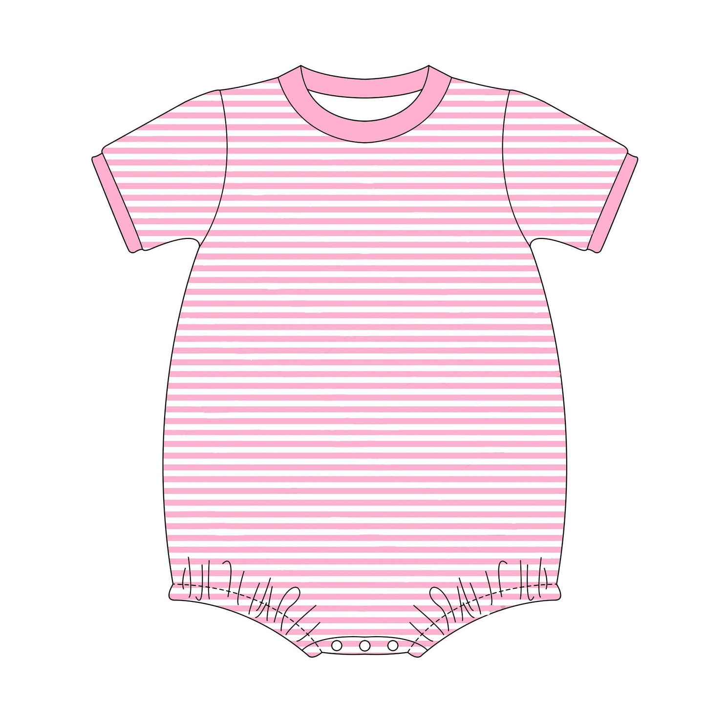 Short Sleeve Pink Stripe Cotton T-Shirt Bubble