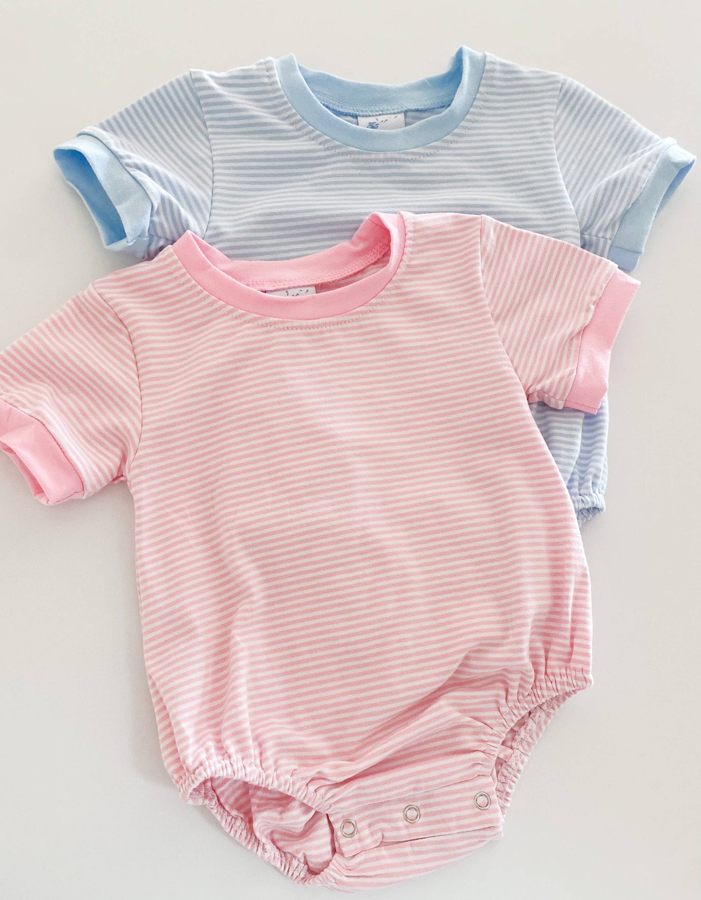 Short Sleeve Pink Stripe Cotton T-Shirt Bubble