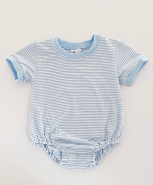 Short Sleeve Blue Stripe Cotton T-Shirt Bubble