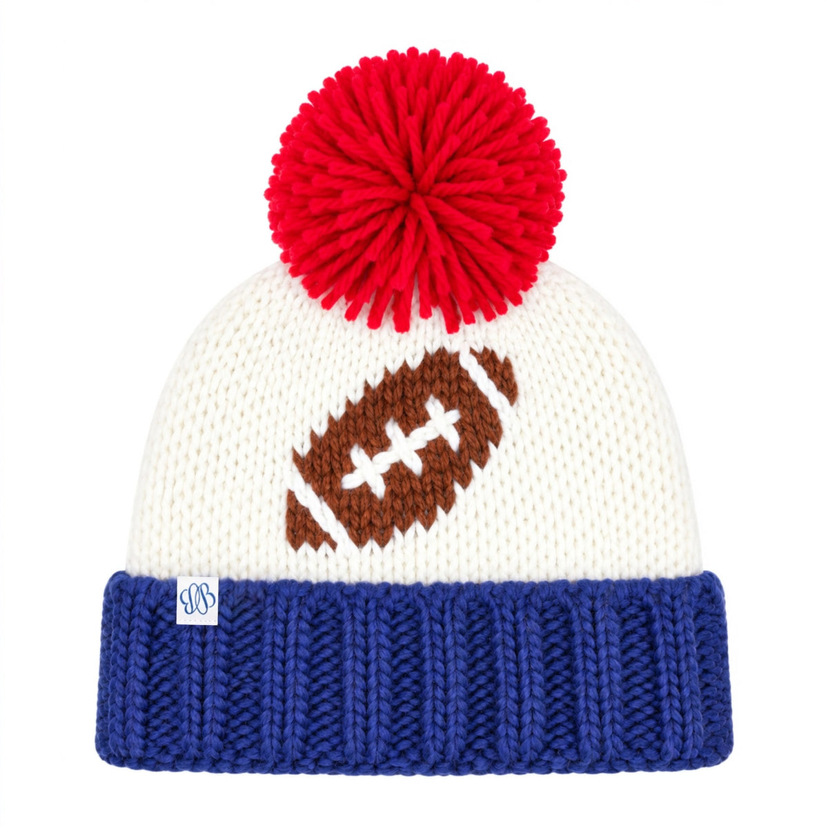 Navy and Red Football Bobble Hat