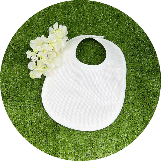 White Cotton Pique Baby Bib with Plain Trim