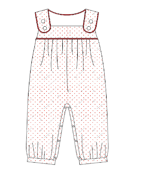 LHC Charlie Red Bitty Dot Romper (unisex)