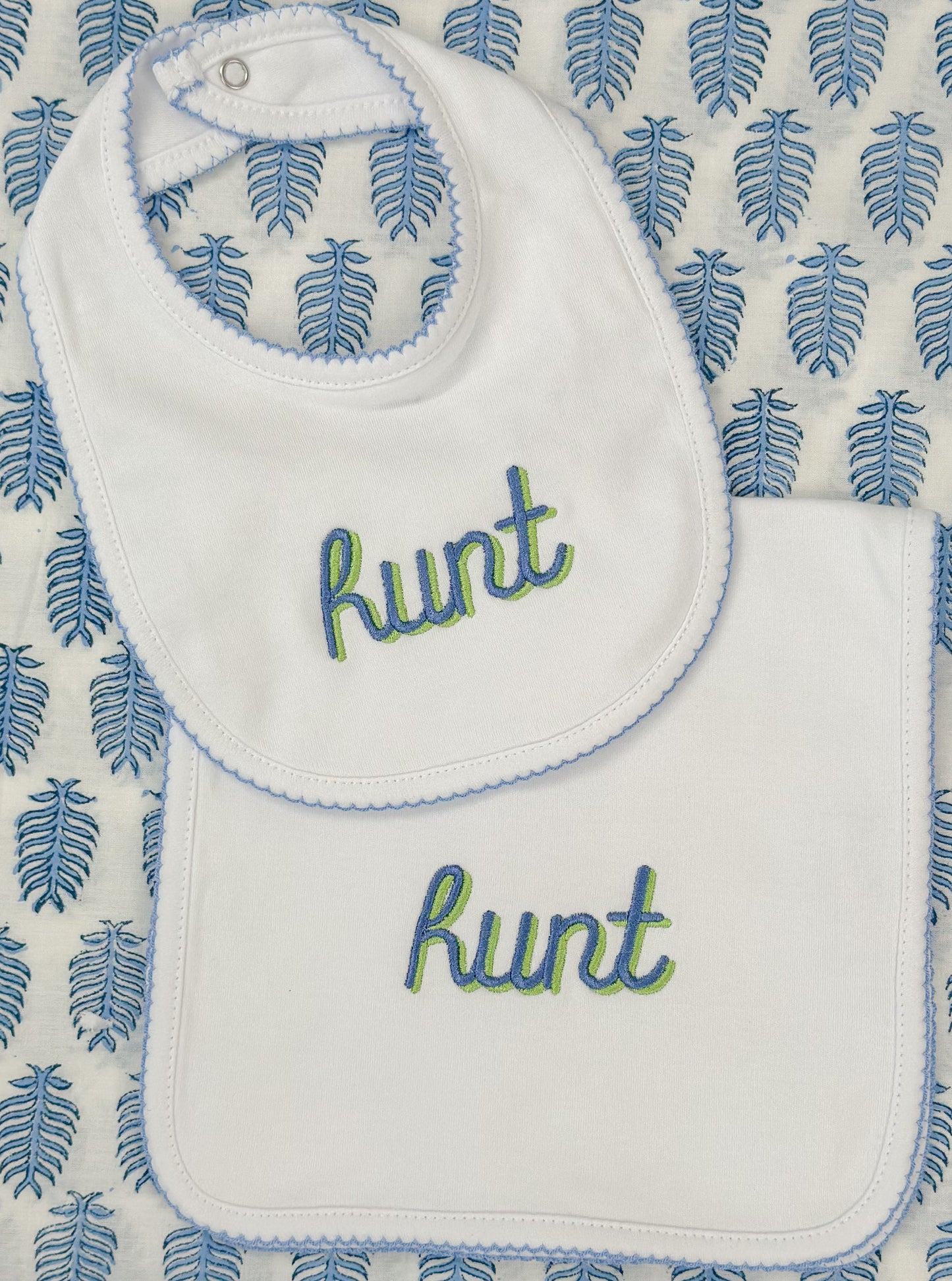 Picot Bib and Burp Cloth Set