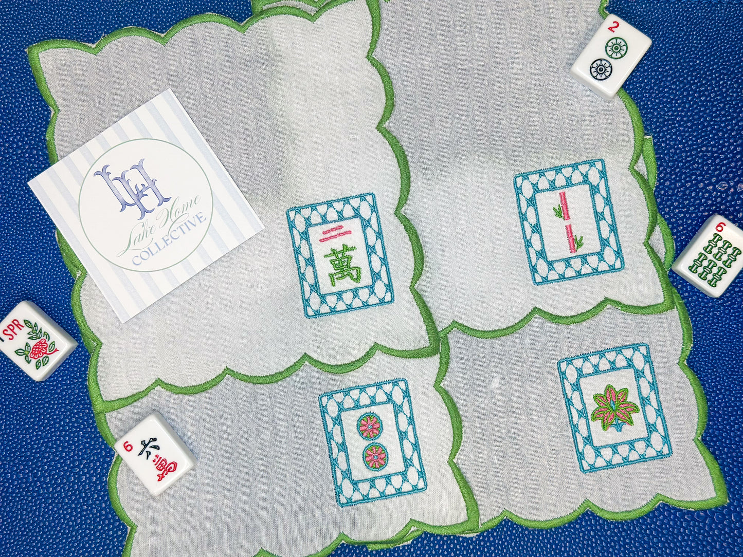 Chic Scallop Trim Mahjong Napkins s/o 4