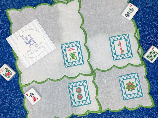 Chic Scallop Trim Mahjong Napkins s/o 4