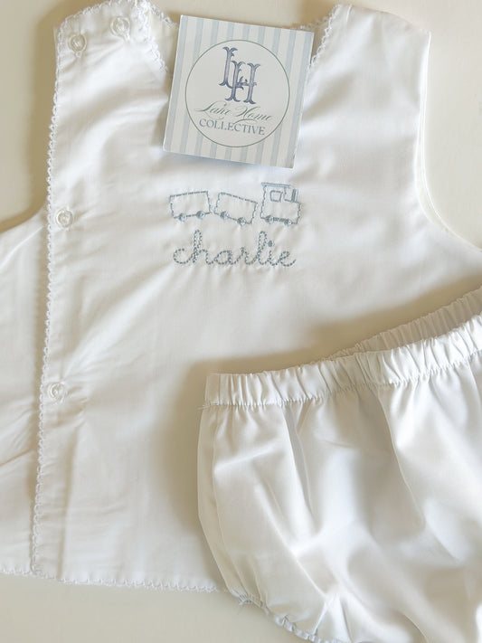 White Picot Trim Diaper Set - July TAT