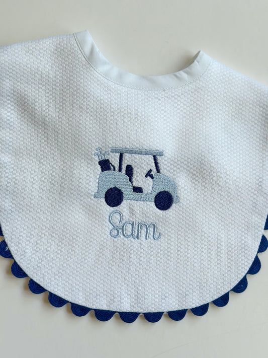 White Cotton Pique Baby Bib