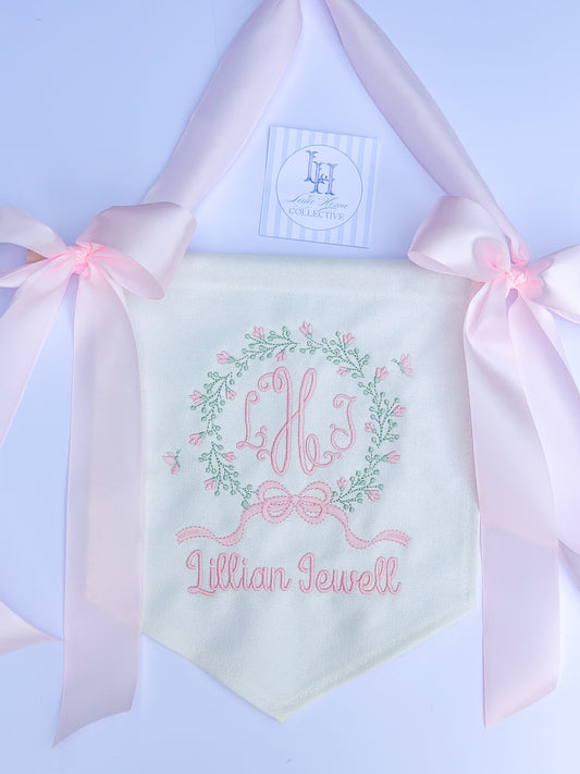 Linen Banner with Satin Bows
