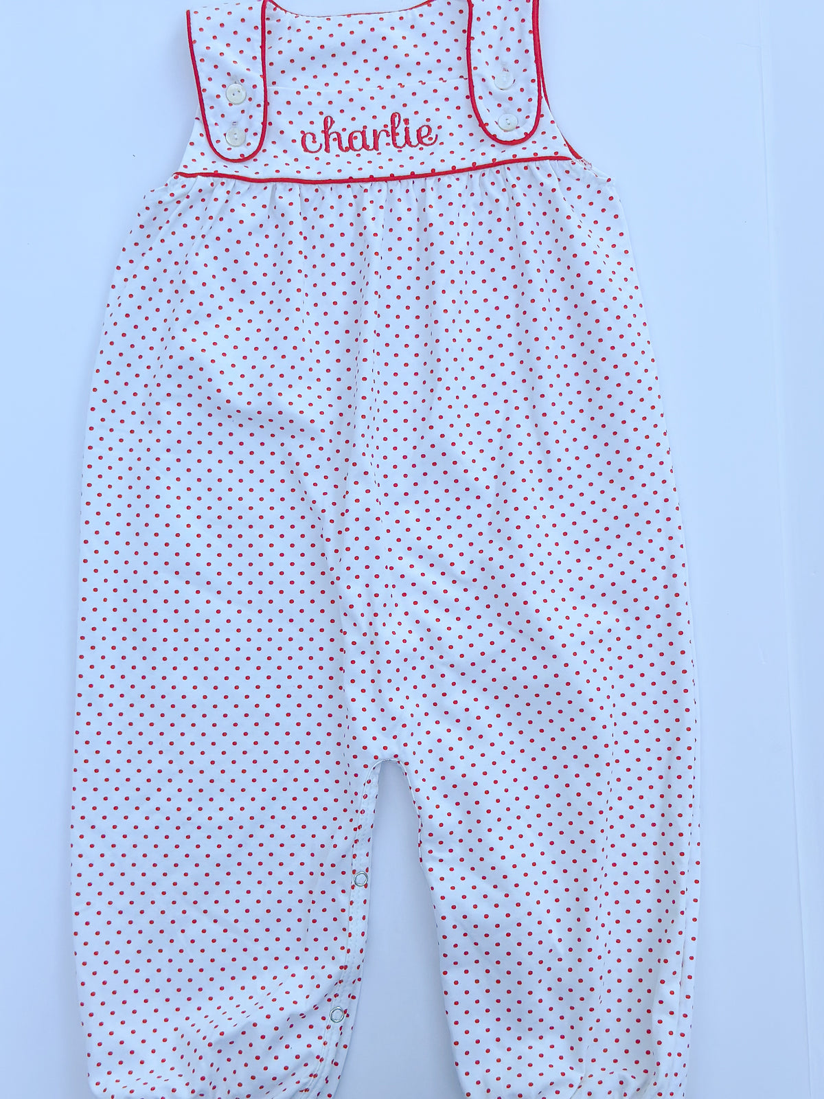 LHC Charlie Red Bitty Dot Romper (unisex)
