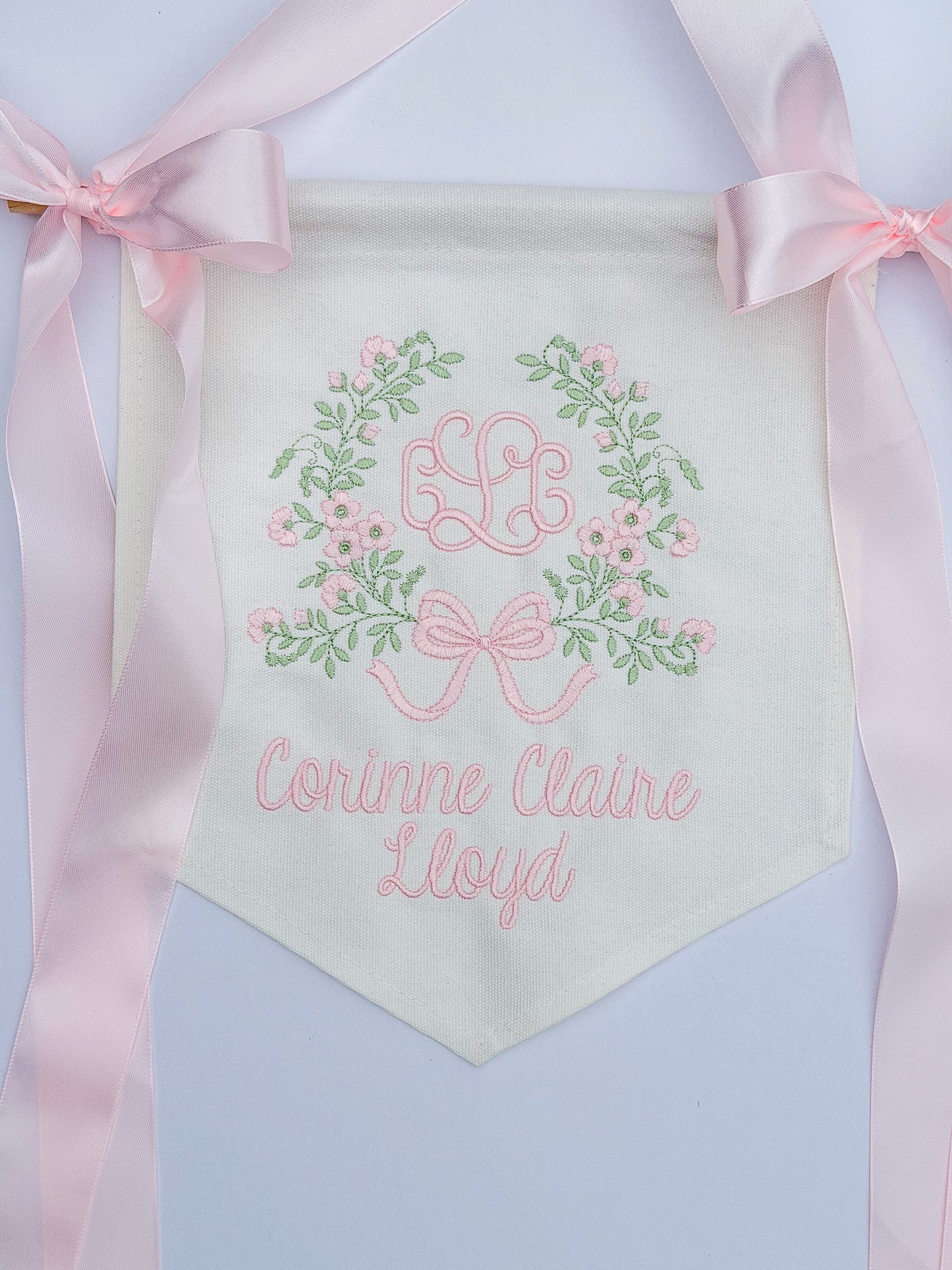 Linen Banner (boys and girls) with Satin Bows