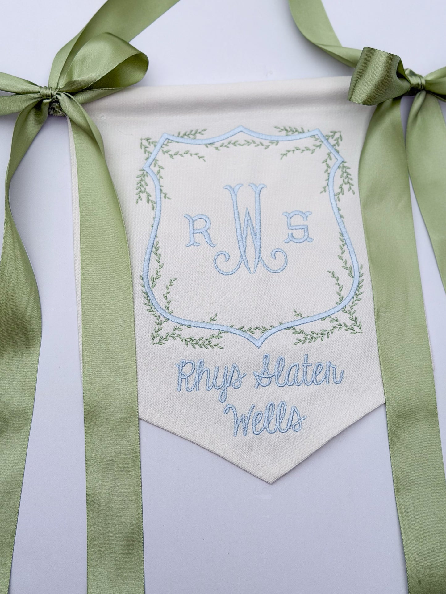 Linen Banner (boys and girls) with Satin Bows