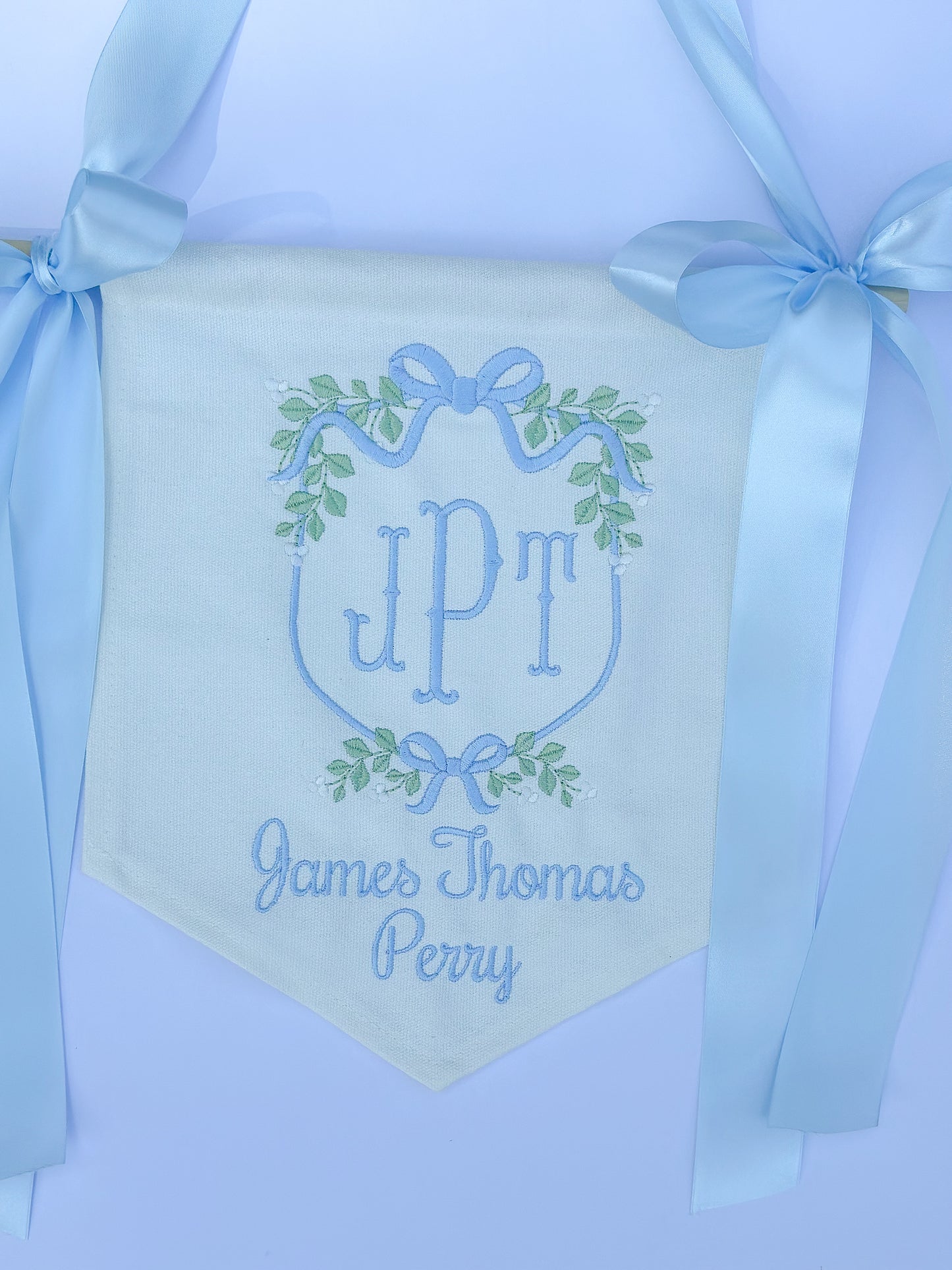 Linen Banner (boys and girls) with Satin Bows