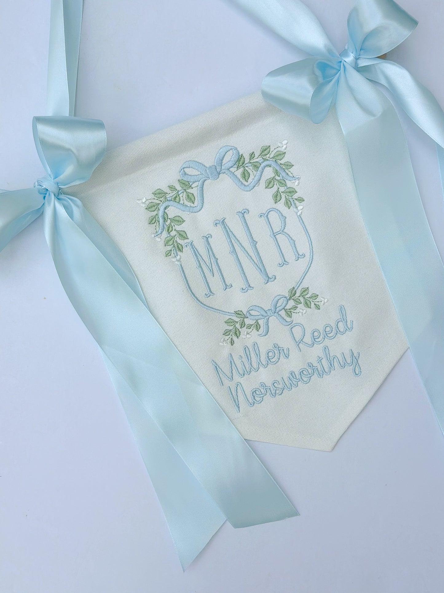 Linen Banner (boys and girls) with Satin Bows