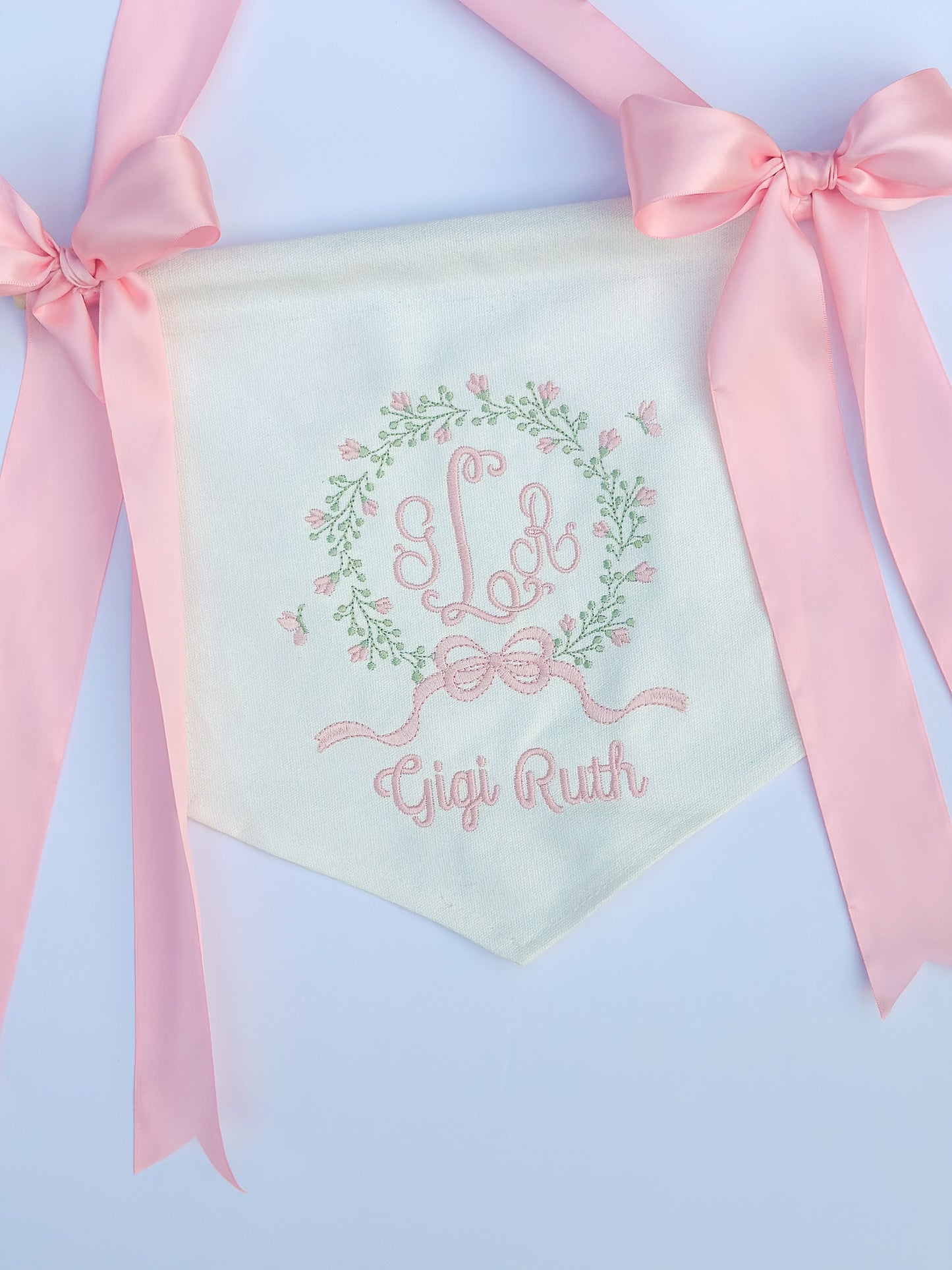 Linen Banner (boys and girls) with Satin Bows
