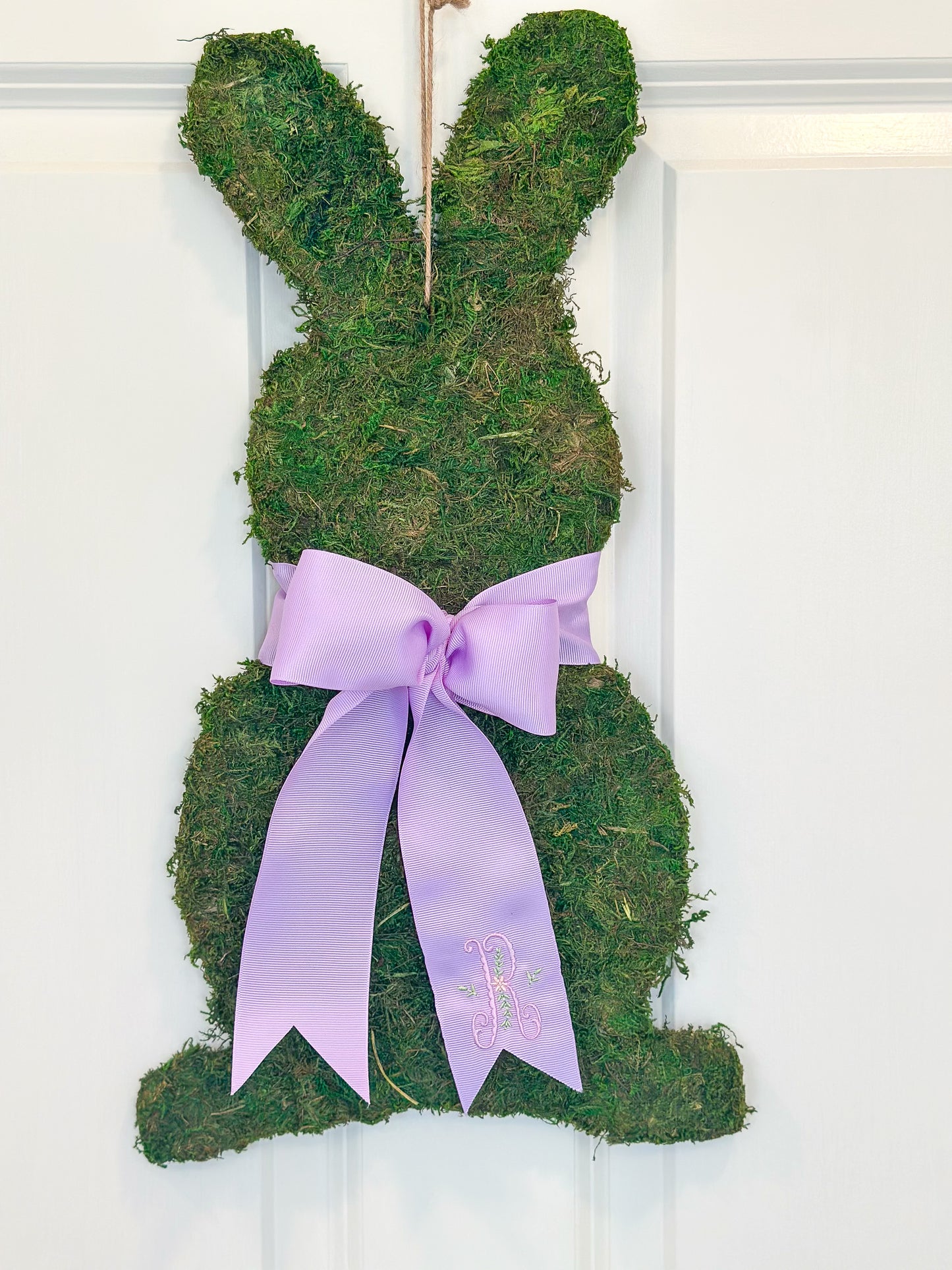 Moss Bunny with Grosgrain Embroidered Ribbon