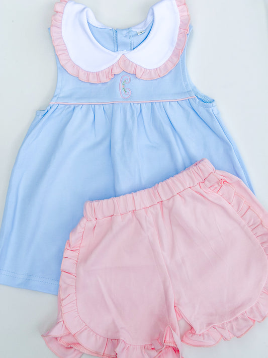 LHC Pink and Blue Knit Short Set
