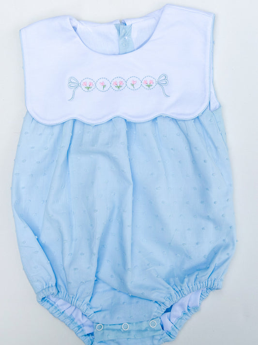 LHC Woven Swiss Dot Scallop Bib Bubble