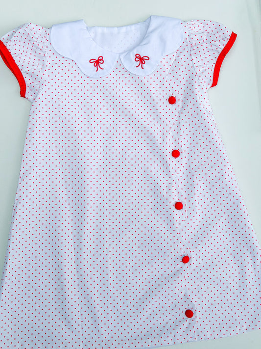 LHC Red Bitty Dot Dress with Covered Buttons