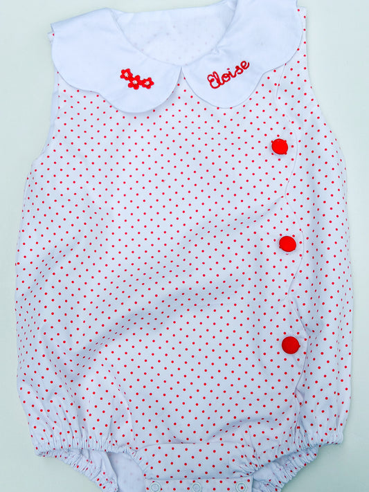 LHC Red Bitty Dot Bubble with Covered Buttons