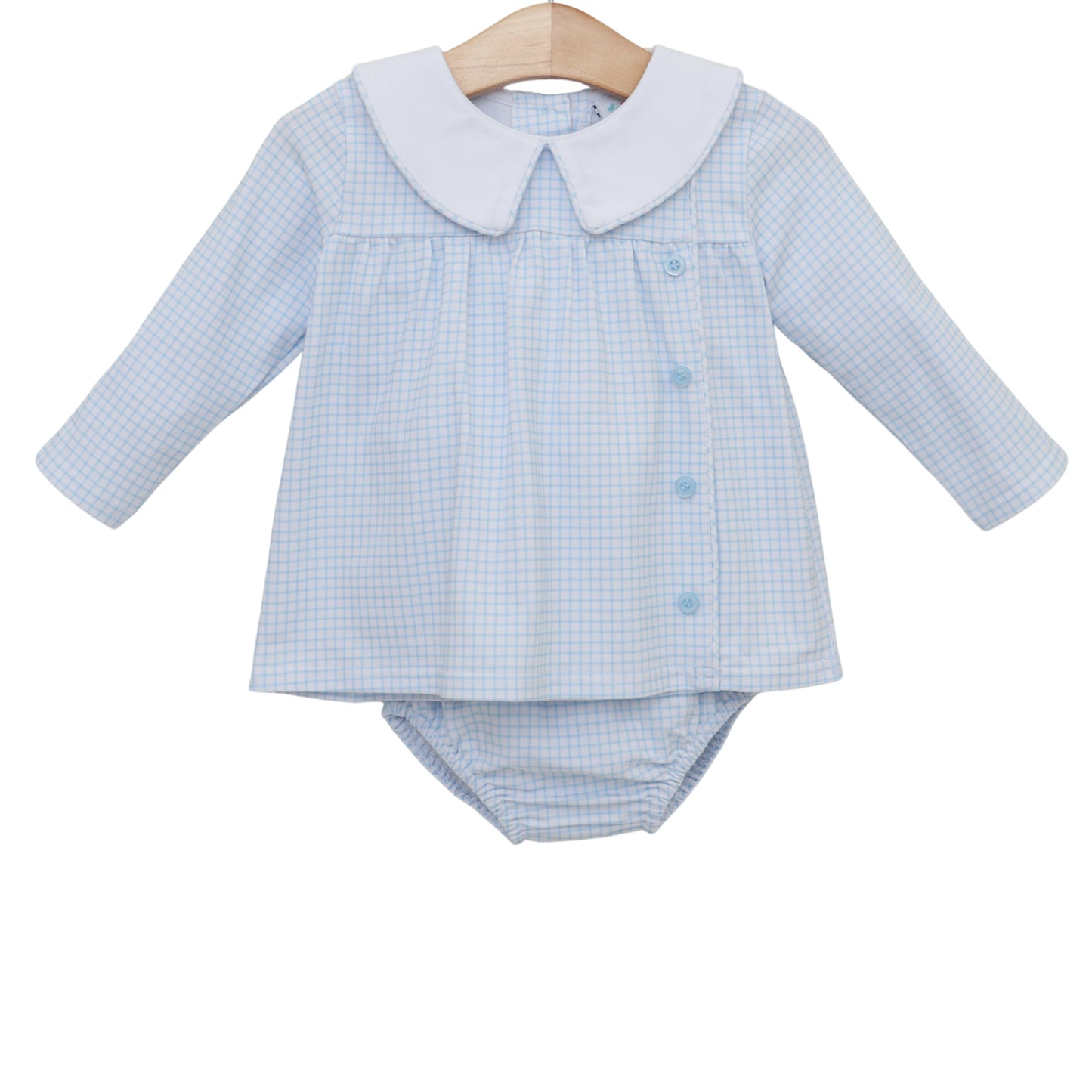 Jellybean Liam Diaper Set - Light Blue Windowpane