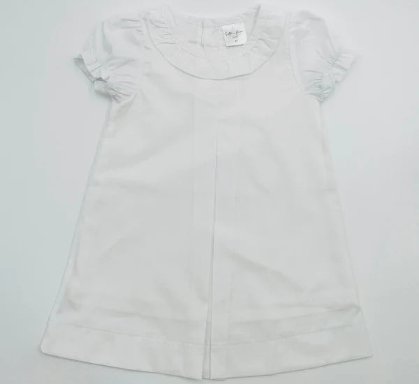 Girls White Ruffle Pleated Dress