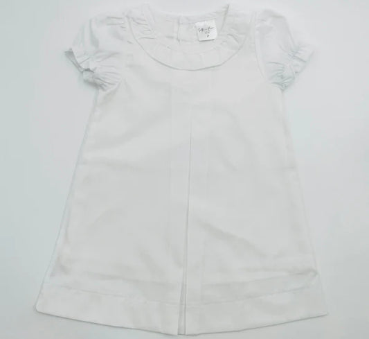 Girls White Ruffle Pleated Dress
