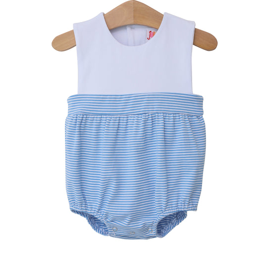 Back to School Boys Cornflower Blue Striped Knit Bubble